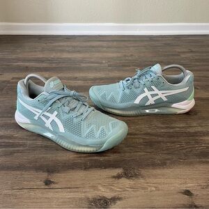 Asics GEL‑Resolution 8 Womens Size 8.5 Green Teal Tennis Shoes Sneakers 1042A072